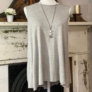 New arrival! Grey sleeveless back ruffle hem tunic